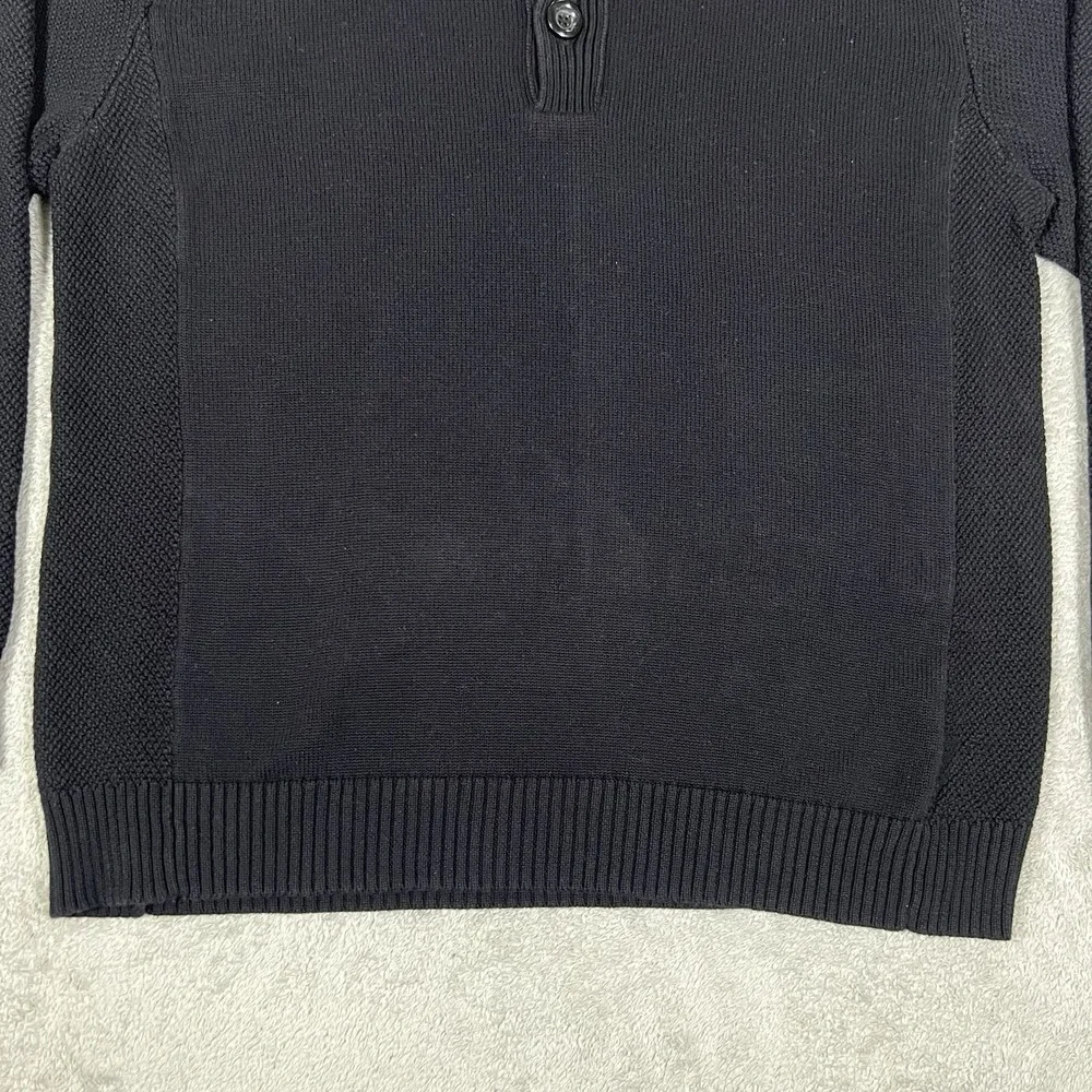 Carbon 2 Cobalt Knit Sweater Mens Extra Large 1/4 Button Black Stretch